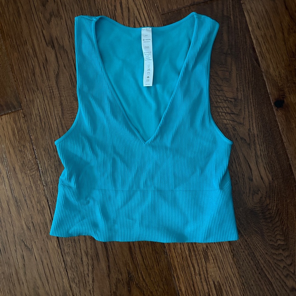 {Avocado} Sleeveless Crop Top - Teal Blue - Size Medium Large